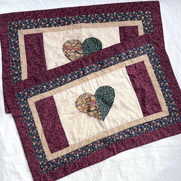Set of Two Vintage Pillow Shams Quilted King Size Cottage Heart Patchwork - Picture 1 of 10